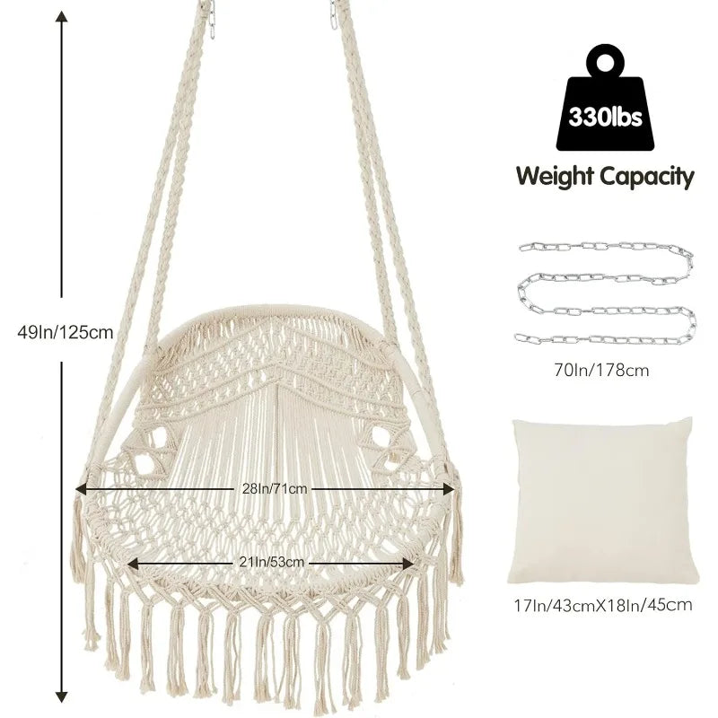 Relax in Style: Chair Hanging Rope Swing with Cushions