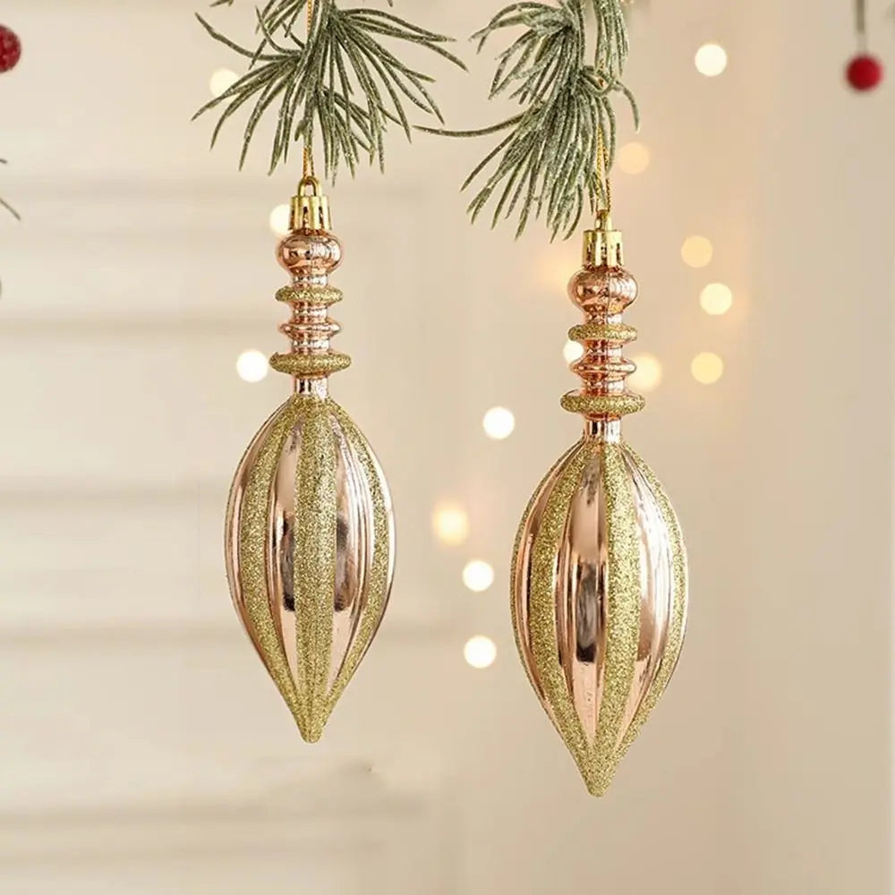 Plastic Christmas Hanging Conch Ornament Star Glittery Onion Shaped Hanging Ornament Snowman Decorative