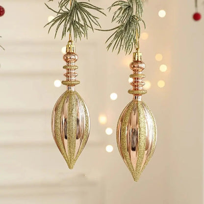 Plastic Christmas Hanging Conch Ornament Star Glittery Onion Shaped Hanging Ornament Snowman Decorative