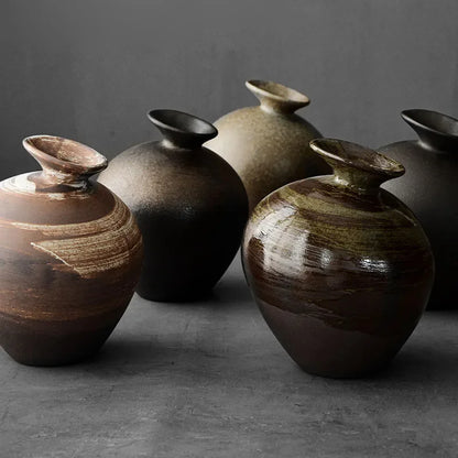 Elegant Simplicity: Japanese-Style Black Terracotta Vase