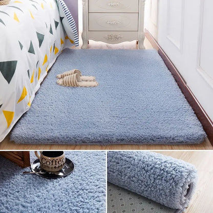 Thick Imitation Wool Bedside Carpet – Plush Area Rug for Bedroom and Living Room