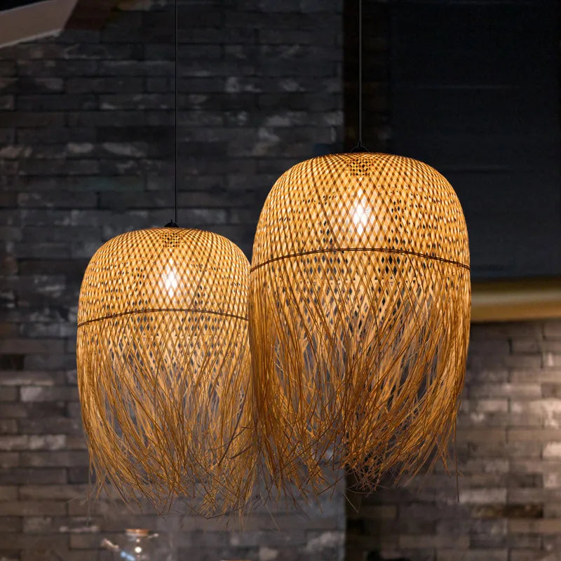 Southeast Asian Hand-Woven Bamboo Chandelier