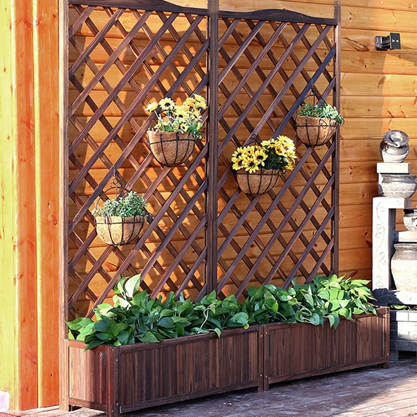 Large Raised Garden Bed Wooden Planter Box with Trellis – Your Ideal Outdoor Gardening Companion