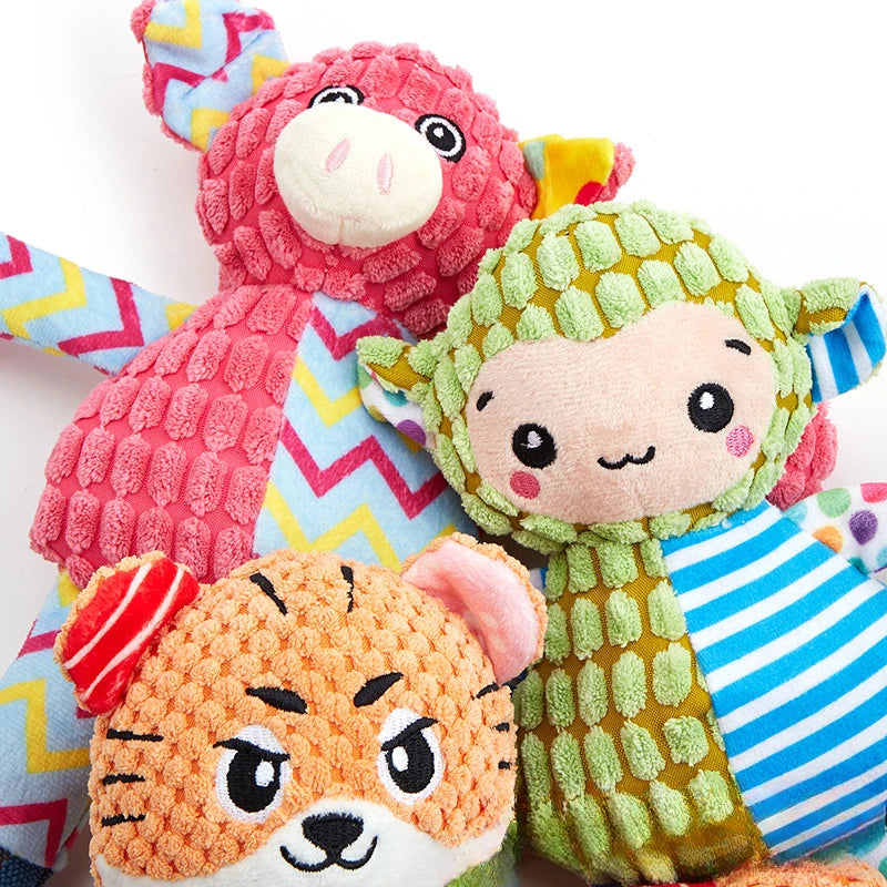 Interactive Cartoon Animal Plush Dog Toys: Fun, Squeaky, and Bite-Resistant!