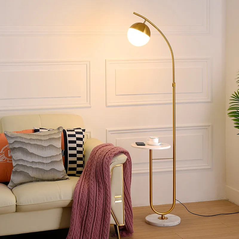 Standing Corner Modern LED Floor Lamp with Shelf Coffee Table Floor Light