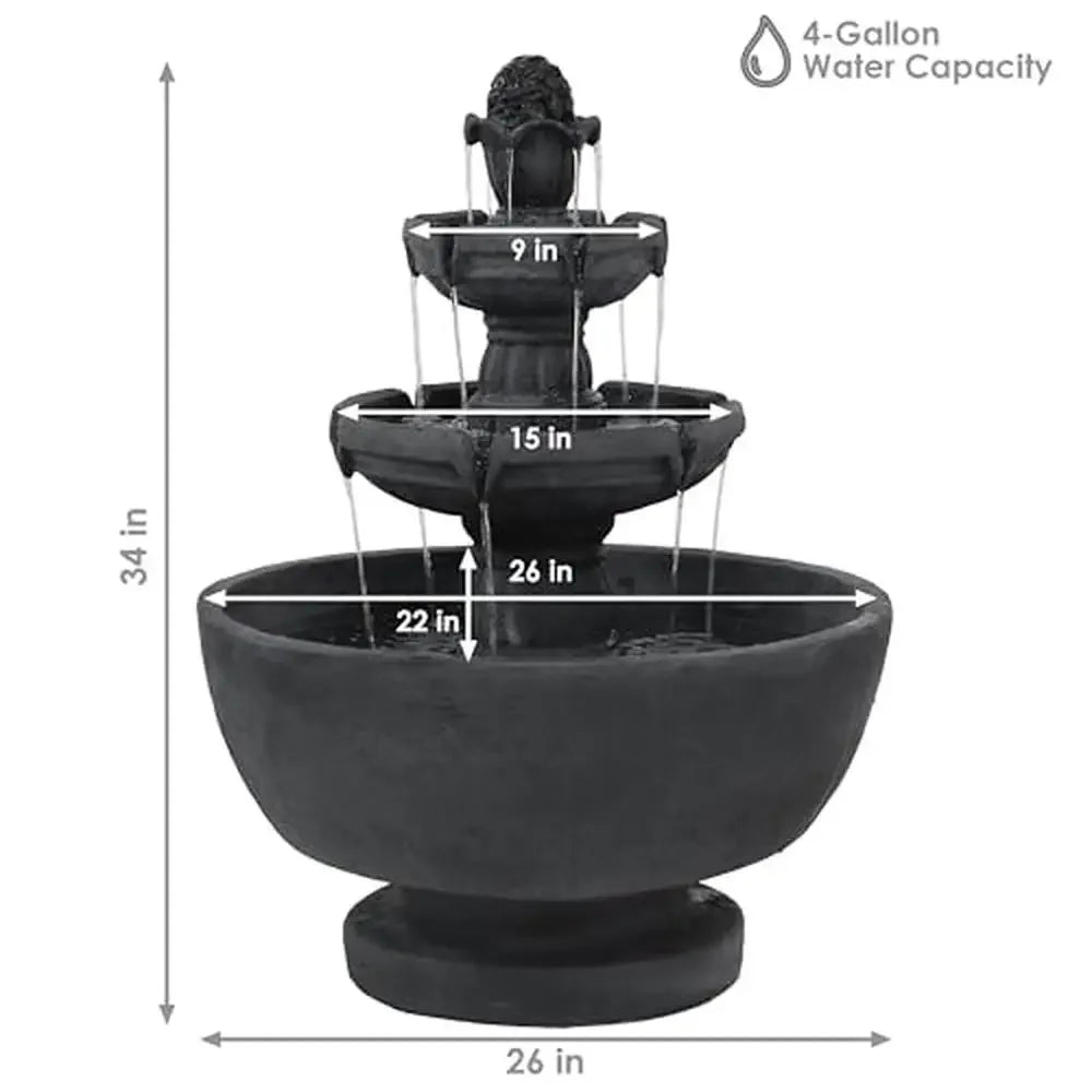 Relaxing 3-Tier Outdoor Water Fountain Feature