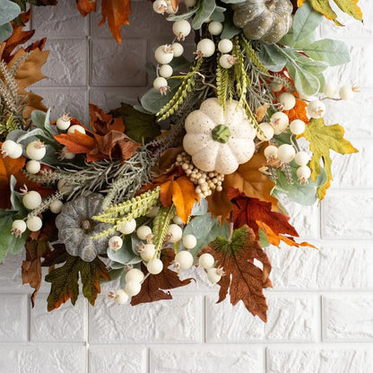 Elegant Autumn White Pumpkin Wreath