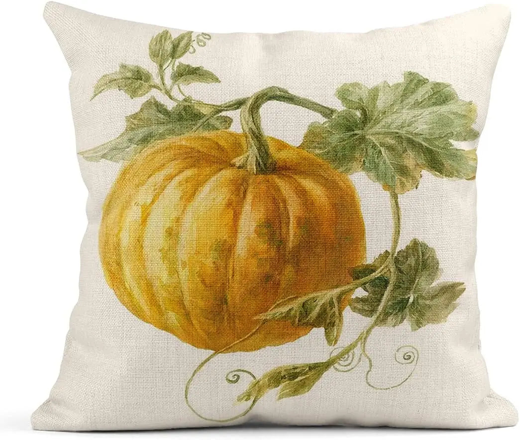 Linen Throw Pillow Cover Autumn Pumpkin Home Decoration Pillowcase Sofa Bed Sofa Square Cushion Cover Autumn pillowcase