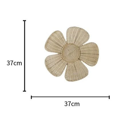 Nordic Woven Rattan Flower Wall Ornaments Natural Rattan Crafts Art Countryside Pastoral Homestay Home Decor Photo Props