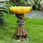 Playful Sunflower Girl Bird Bath Pedestal Fountain