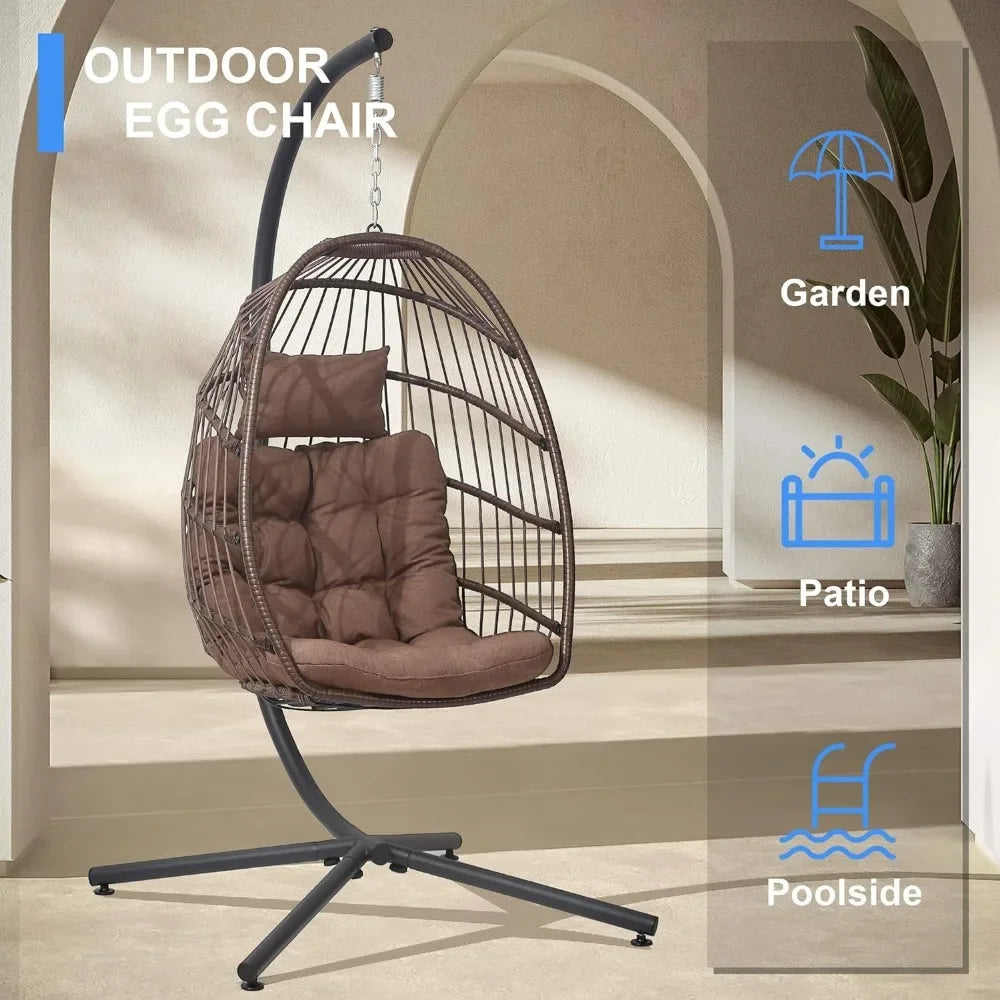 Egg Chair with Stand – Indoor/Outdoor Wicker Hanging Chair