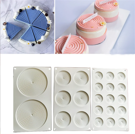 Spiral Shape Silicone Mold - 2/6/15 Holes for Cake, Mousse, Ice Cream, Chocolate, Pastry