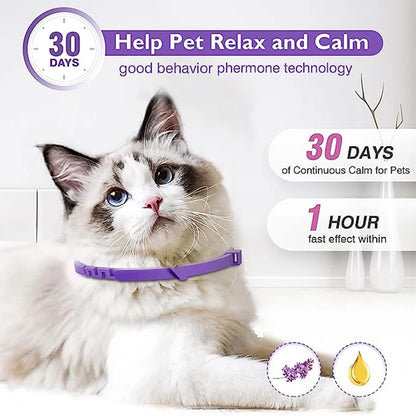 Calming Pheromone Collars - Adjustable Comfortable Anxiety Relief Collar for Pets