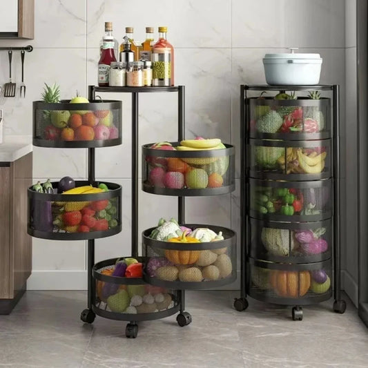 360° Rotating Kitchen Storage Rack – Space-Saving & Stylish