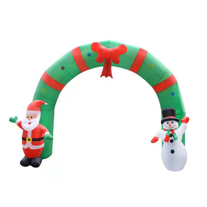 Festive Inflatable Santa Claus & Snowman Welcome Arch with LED Lights!