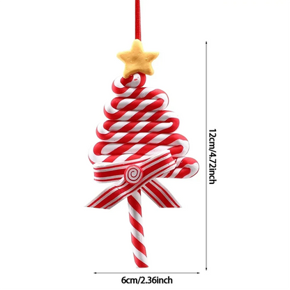 Christmas Tree Decoration Ornament Soft Clay Lollipop Red White Candy Cane Xmas Tree Pendant Christmas New Year Gift B