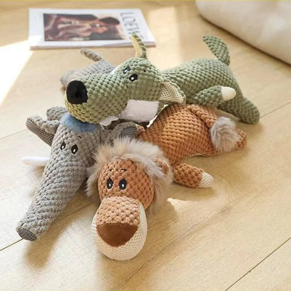 Interactive Cartoon Animal Plush Dog Toys: Fun, Squeaky, and Bite-Resistant!