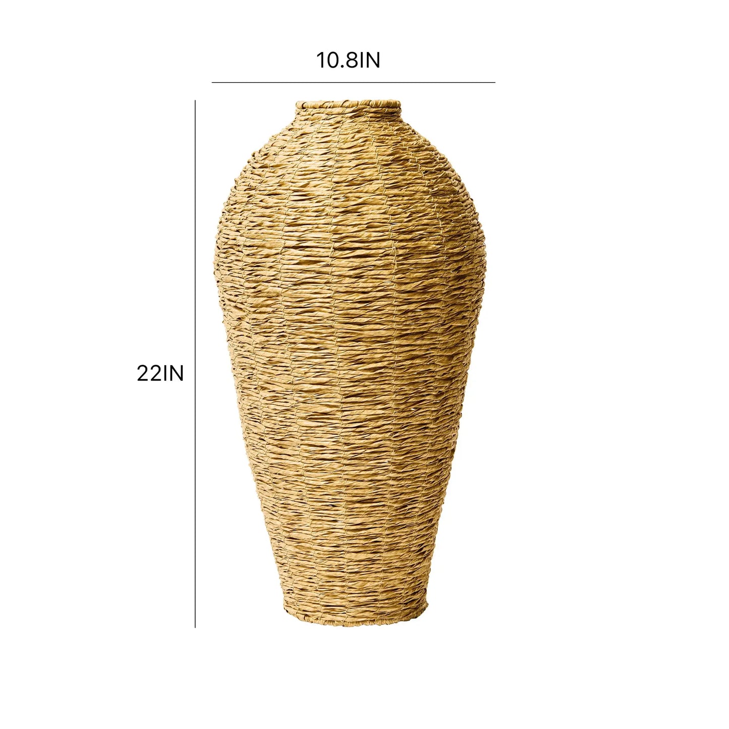 22" Woven Faux Seagrass Floor Vase – Natural Elegance for Any Space