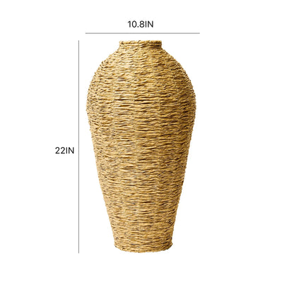 22" Woven Faux Seagrass Floor Vase – Natural Elegance for Any Space