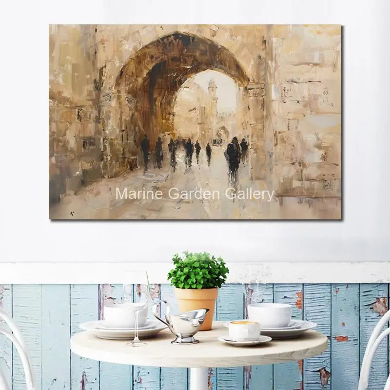 Handmade Abstract Kotel Jerusalem Old City Canvas