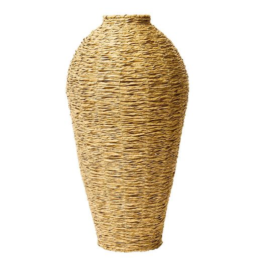 22" Woven Faux Seagrass Floor Vase – Natural Elegance for Any Space