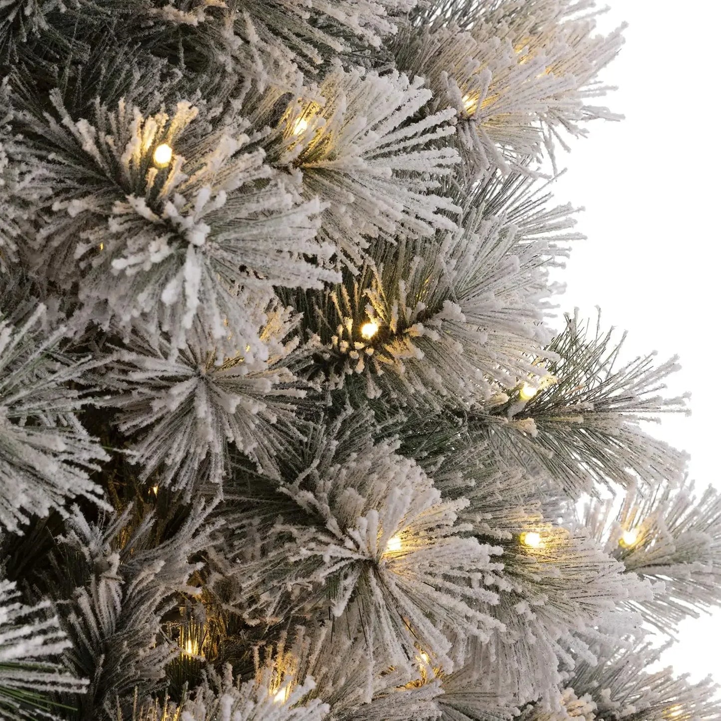 9ft Pre-Lit Snow Flocked Christmas Tree – 900 Magical Warm White Lights