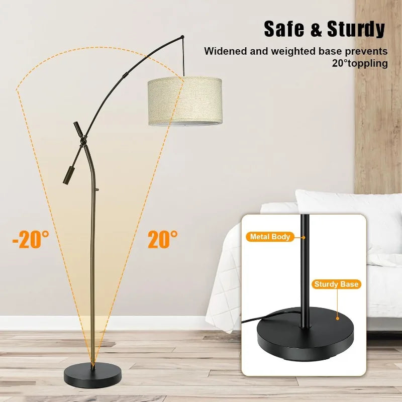 Arc Floor Lamp with Modern Adjustable Swing Arm