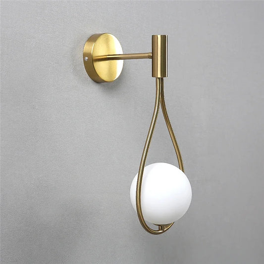 Modern Metal Glass Ball Wall Lamp – Nordic Simple Design for Living Room, Bedroom, and More