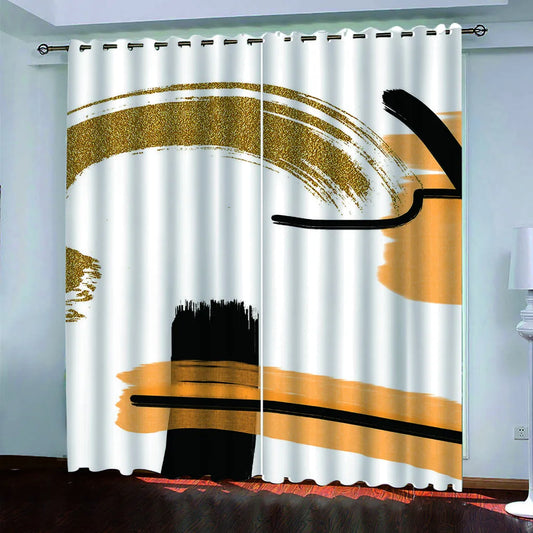 Abstract Yellow Art Blackout Curtains