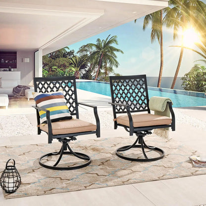 Outdoor Patio Dining Swivel Rocker Chairs Set of 2 - Beige