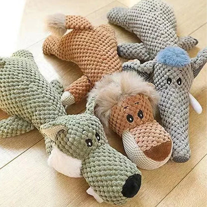 Interactive Cartoon Animal Plush Dog Toys: Fun, Squeaky, and Bite-Resistant!