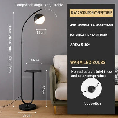 Standing Corner Modern LED Floor Lamp with Shelf Coffee Table Floor Light