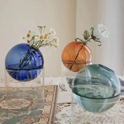 Mini Round Glass Flower Vase – A Delightful Touch of Nature for Your Space