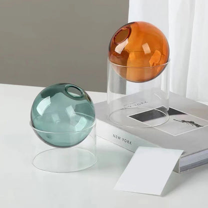 Mini Round Glass Flower Vase – A Delightful Touch of Nature for Your Space