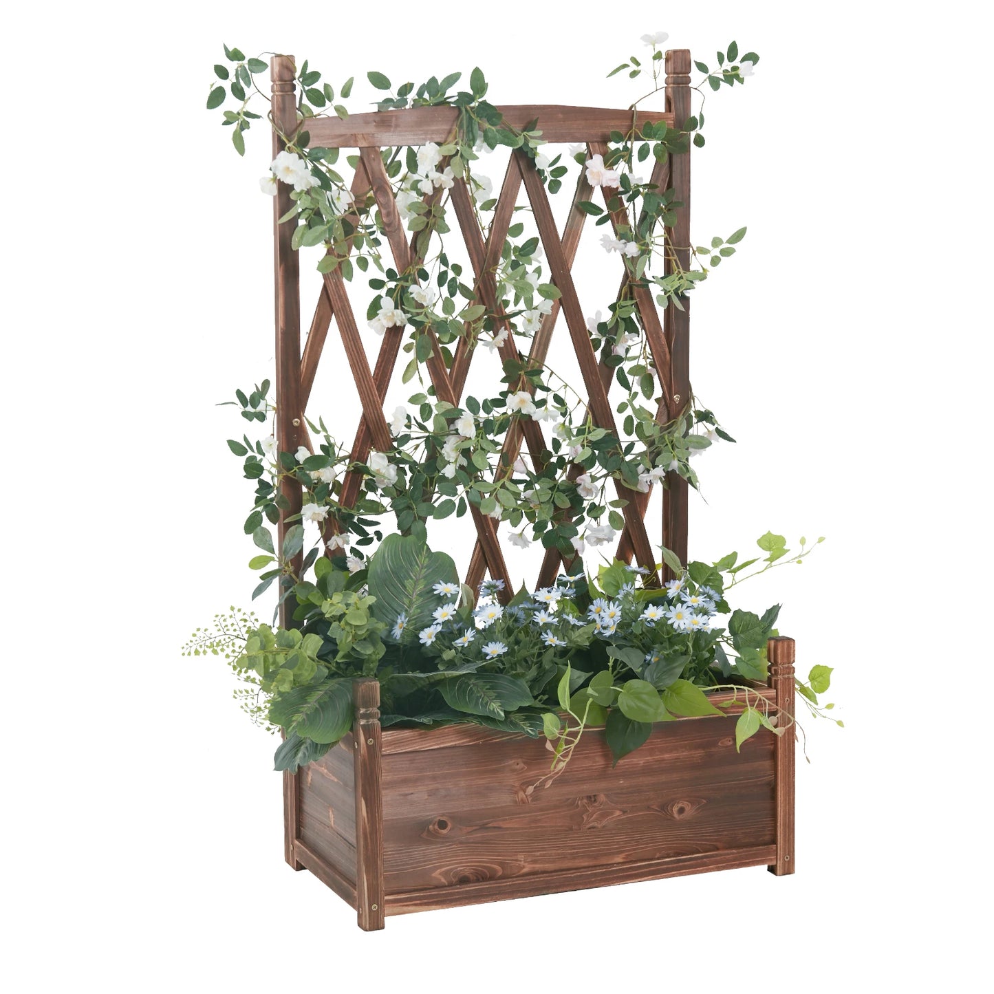 Large Raised Garden Bed Wooden Planter Box with Trellis – Your Ideal Outdoor Gardening Companion