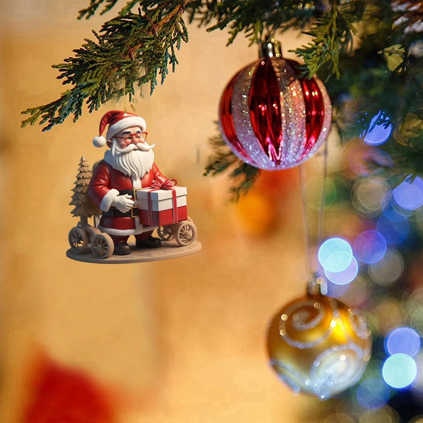 Christmas Cartoon Santa Claus Pendant Christmas Tree Hanging Oranment Navidad New Year 2024 Gift Xmas Decorations for Home Noel