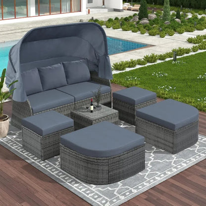 Relax in Luxury with the Outdoor Patio Retractable Daybed with Canopy