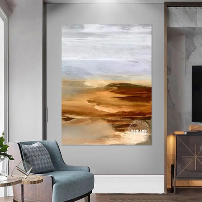 Large Contemporary Abstract Brown Acrylic Canvas Artwork