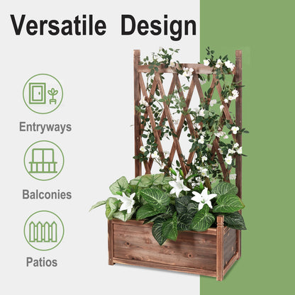 Large Raised Garden Bed Wooden Planter Box with Trellis – Your Ideal Outdoor Gardening Companion