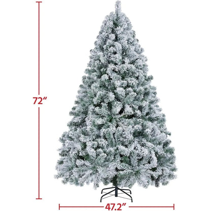 6ft Pre-Lit Snow Flocked Christmas Tree – Warm White Lights & Festive Glow