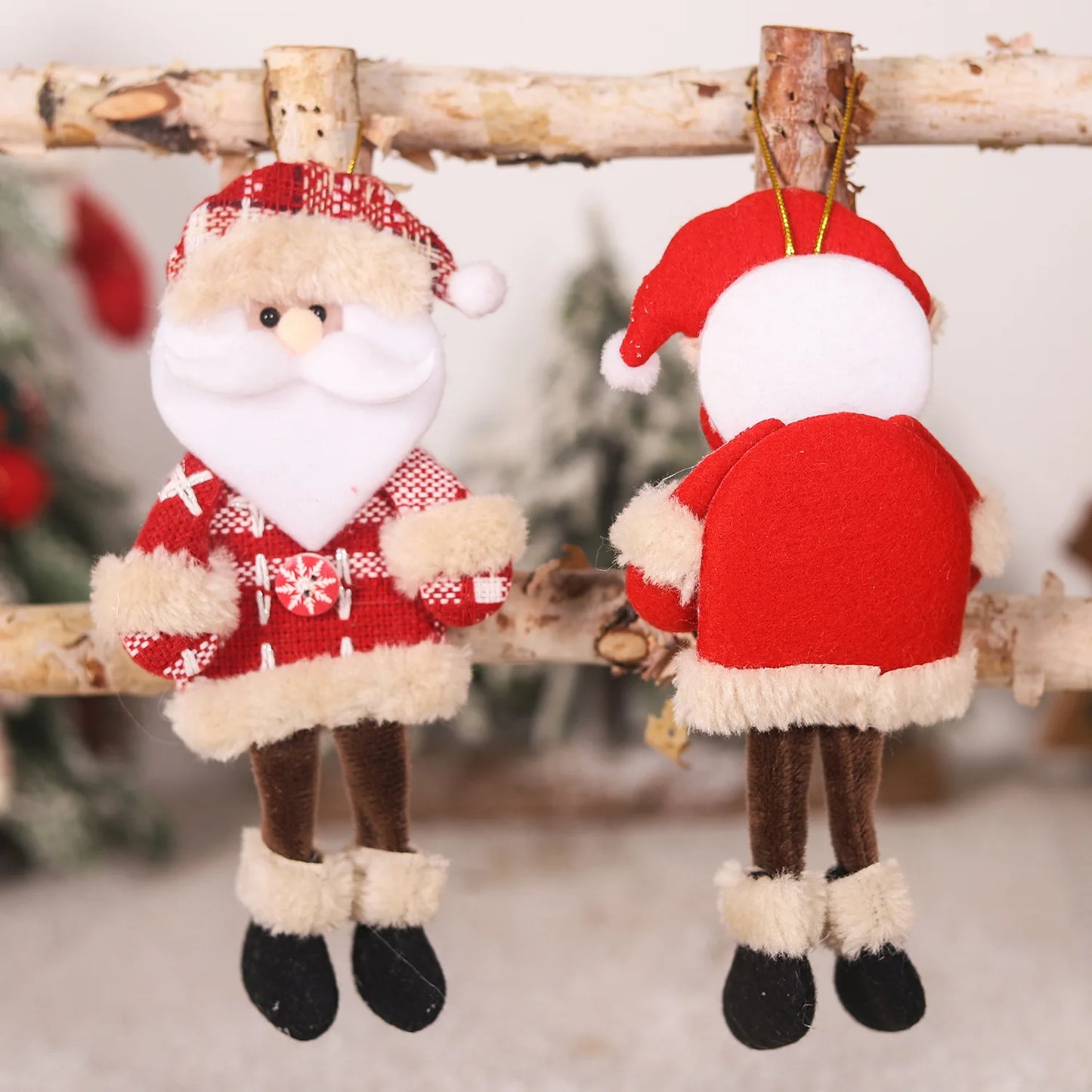 Christmas Tree Pendant Doll Plaid Long Leg Pendant Scene Decoration