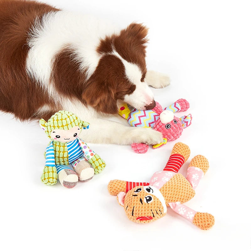 Interactive Cartoon Animal Plush Dog Toys: Fun, Squeaky, and Bite-Resistant!