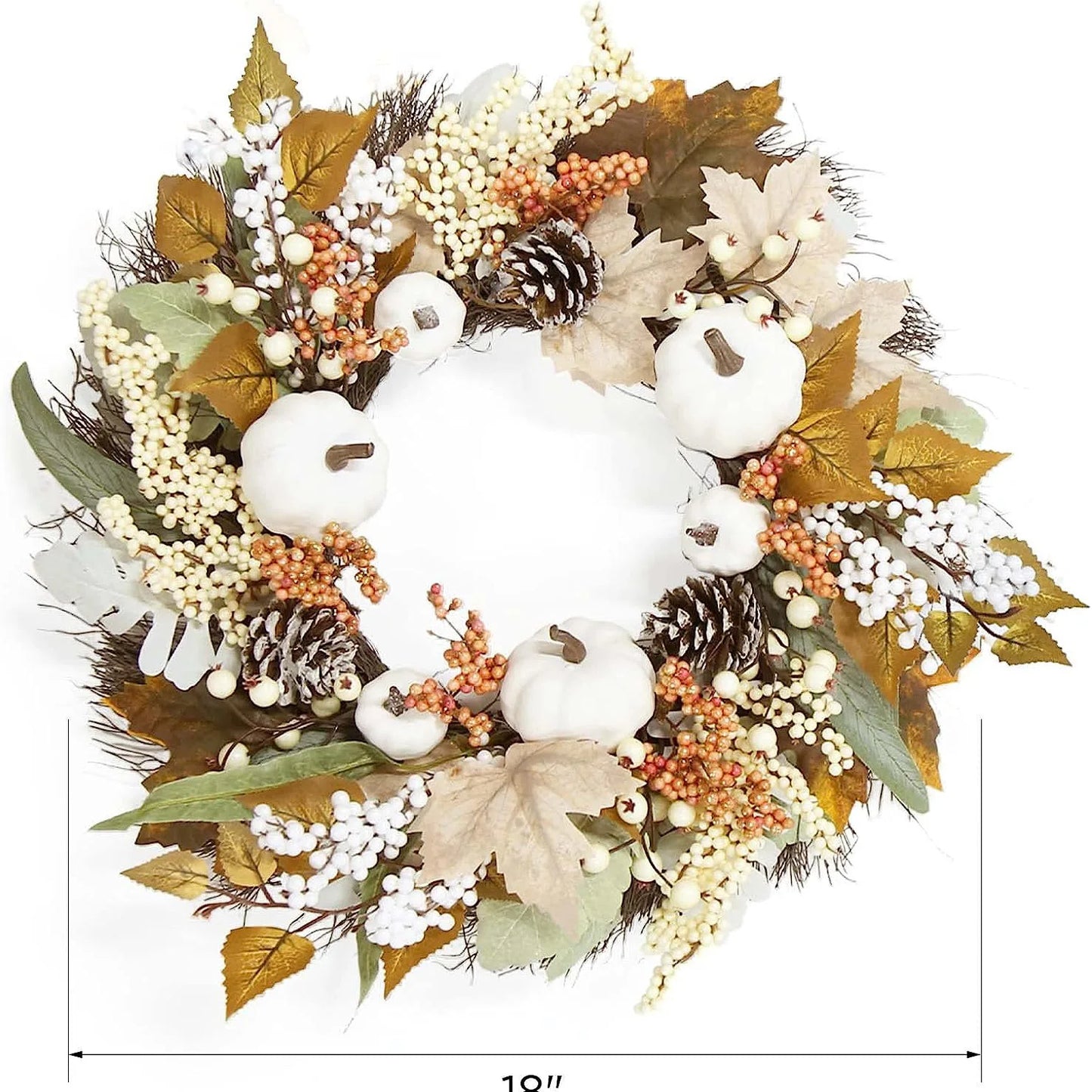 Elegant Autumn White Pumpkin Wreath