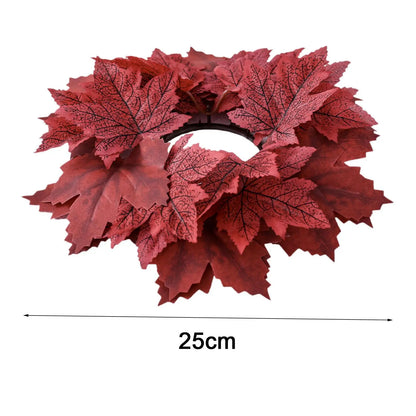 Maple Leaves Fall Wreath Candle Ring for Dining Room Thanksgiving Day Porch