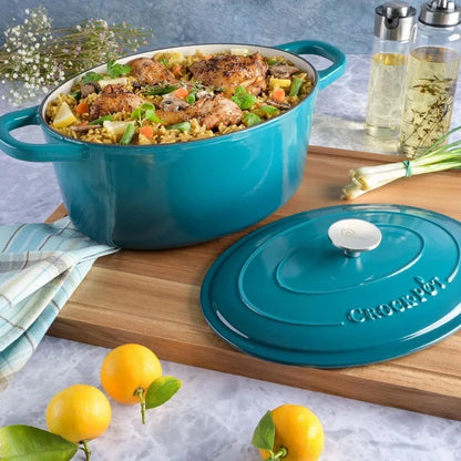 Artisan 7-Quart Oval Enameled Cast Iron Dutch Oven