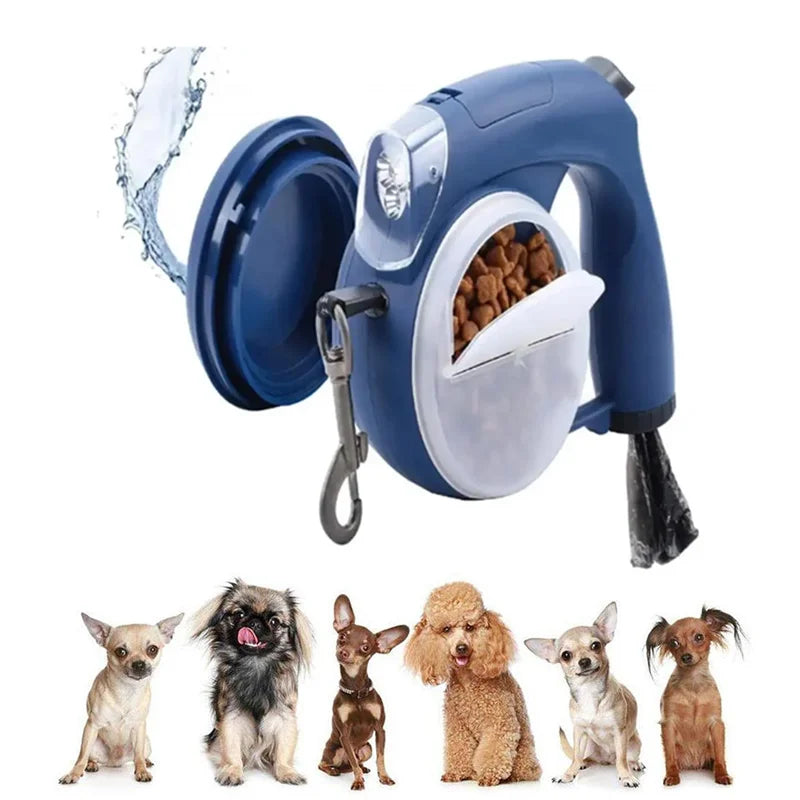 Retractable Dog Leash with LED Light & Poop Bag Dispenser