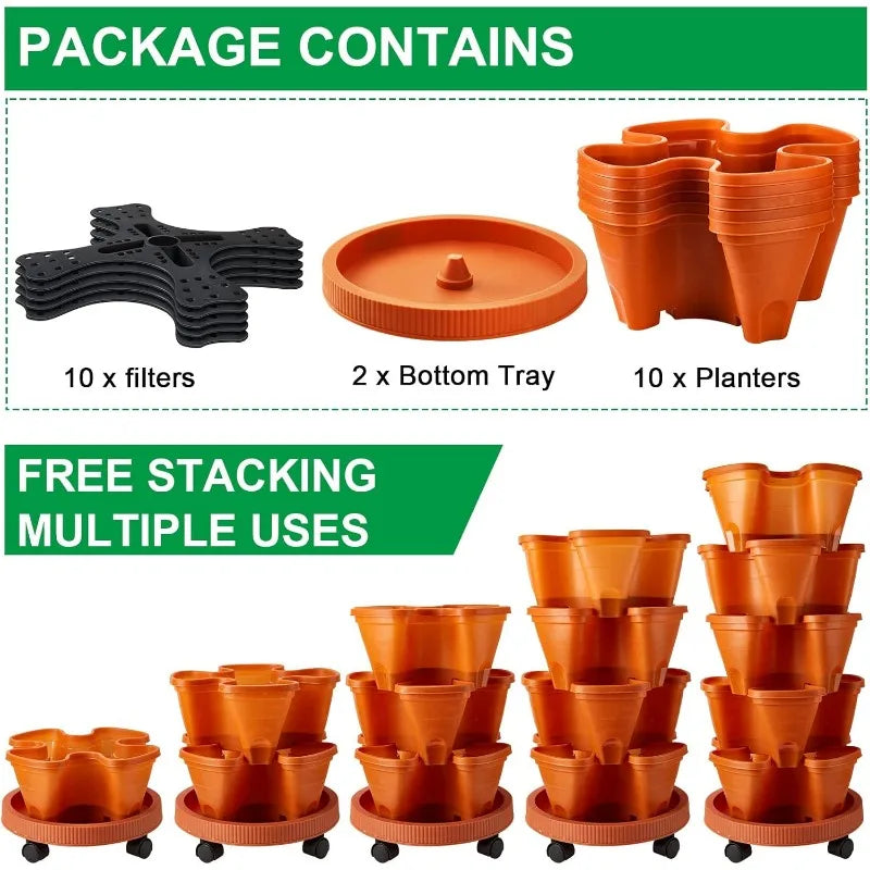 2 Set 5-Tier Stackable Planters – Grow Your Garden in Style