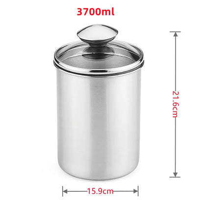 Stainless Steel Grains Storage Canister with Glass Lid - Kitchen Storage Solution