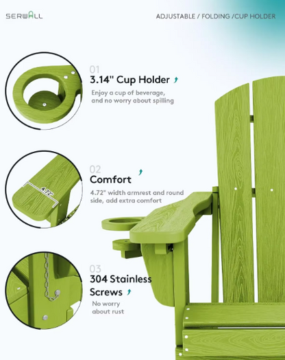 Relax in Style: Folding HDPE Adirondack Chair Set of 4