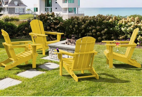 Relax in Style: Folding HDPE Adirondack Chair Set of 4